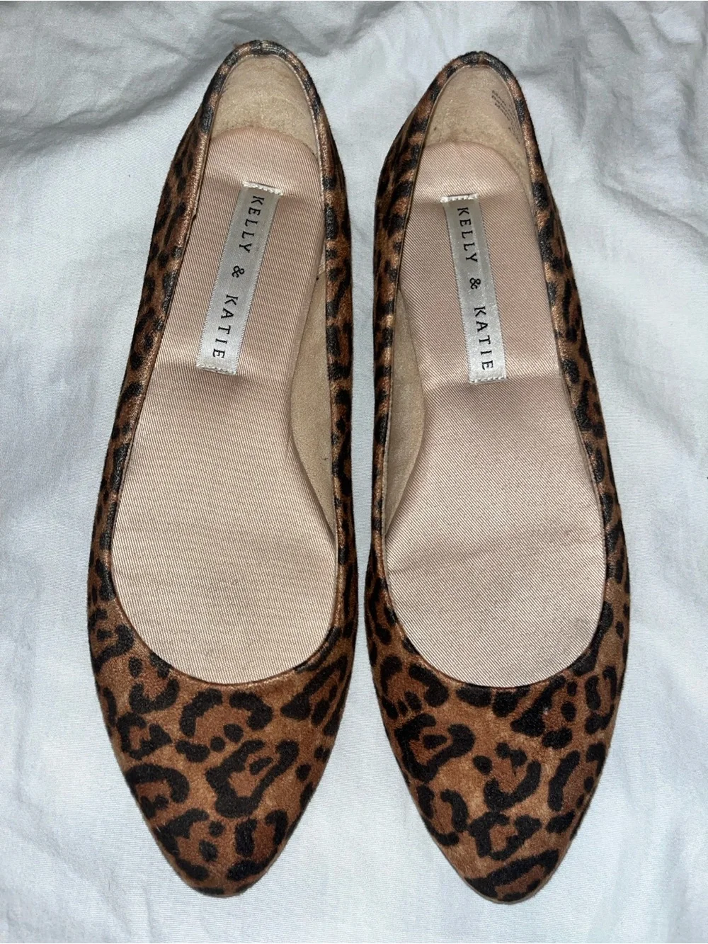 Kelly & Katie Leopard Print Pointed Toe Flats - Brown & Black